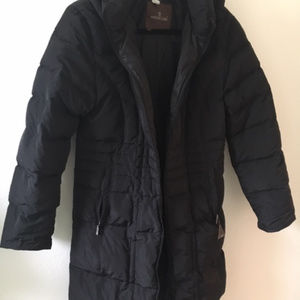 Moncler hooded down coat - black - size sm…